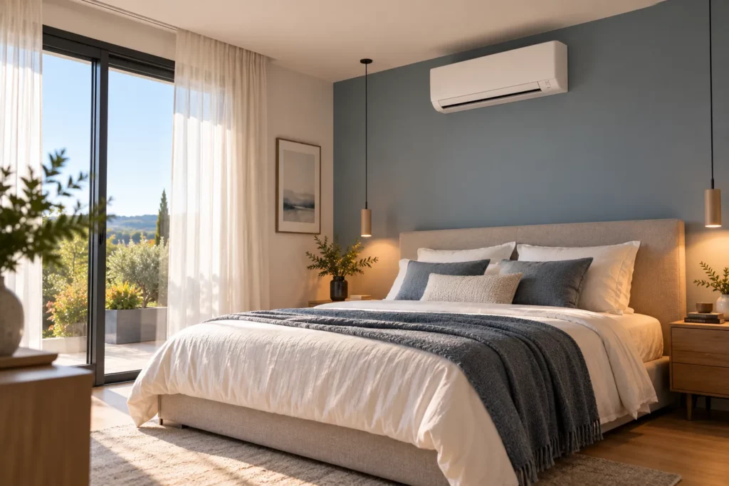 Climatiseur split mural dans une chambre