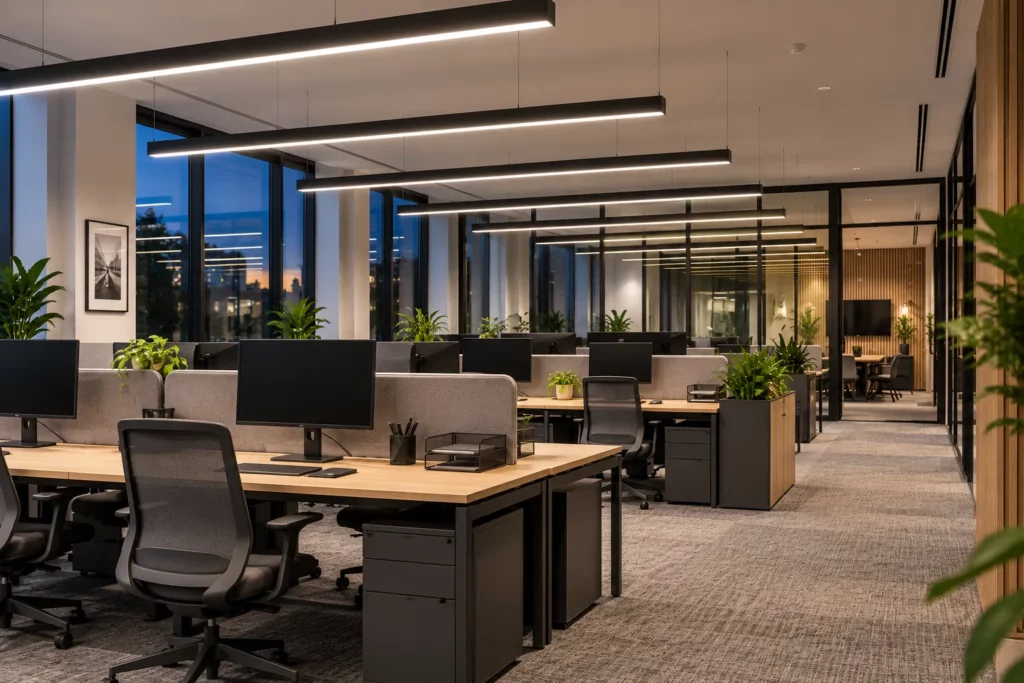Éclairage LED linéaire dans des bureaux